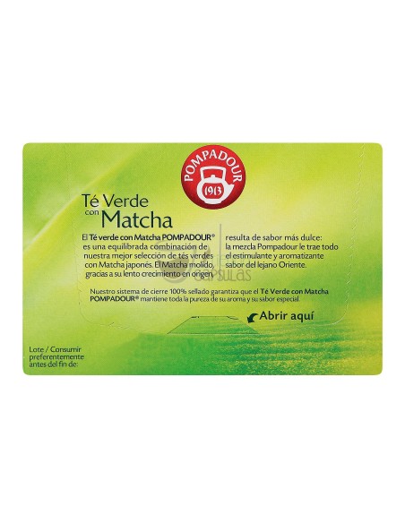 Infusión bolsitas Pompadour® - Té Verde con Matcha - 20 unidades