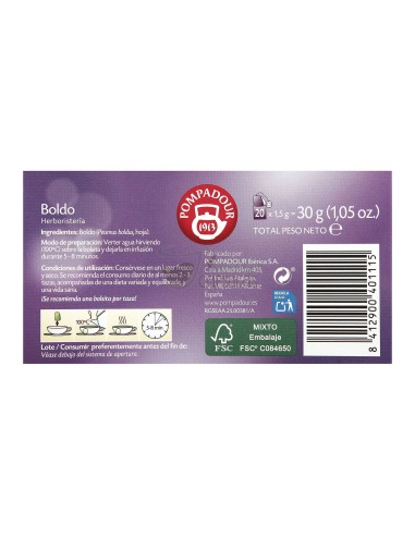 Infusión bolsitas Pompadour® - Boldo - 20 unidades