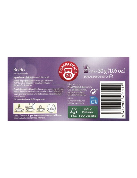 Infusión bolsitas Pompadour® - Boldo - 20 unidades