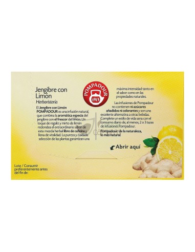 Infusión bolsitas Pompadour® - Jengibre con Limón - 20 unidades